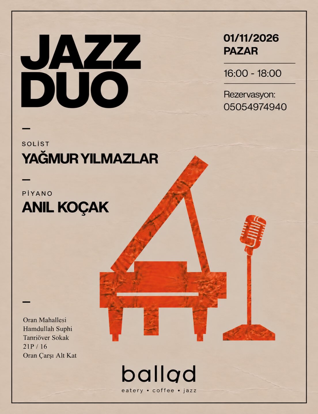 Jazz Duo: Yağmur Yılmazlar & Anıl Koçak